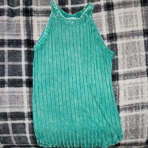 Zenana Green Sleeveless Ribbed Top